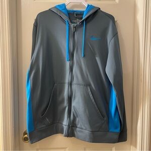 Nike Grey and Blue Therma-Fit Zip-Up Jacket